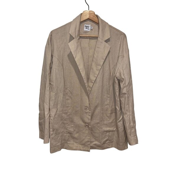 Princess Polly Womens XS/S Blazer Beige Linen Blend - Picture 1 of 8
